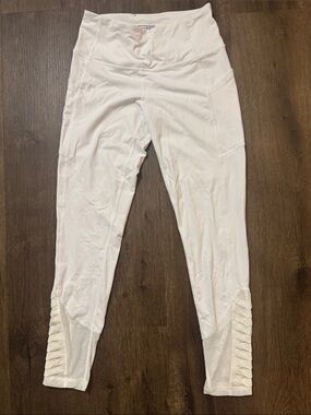 Victoria's Secret White High-Waist Sport Leggings with Braided Ankle Panels